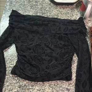 Chic Black Floral Off-Shoulder Top